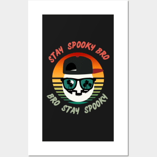 Sunset beach surfer Halloween skull Posters and Art